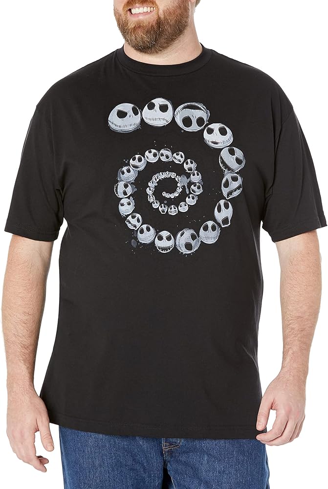 Disney Big & Tall The Nightmare Before Christmas Jack Emotions Spiral Men's Tops Short Sleeve Tee Shirt