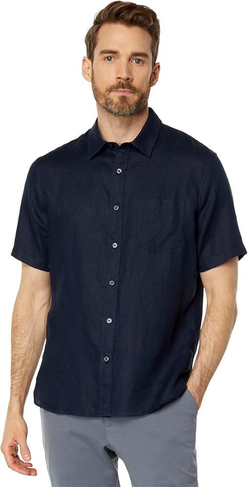 Vince Men's Linen Short Sleeve Button Down Shirt