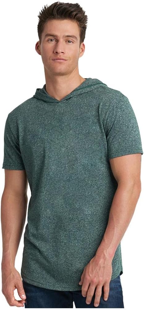 Next Level Unisex Mock Twist Short Sleeve Hoody T-Shirt S FOREST GREEN