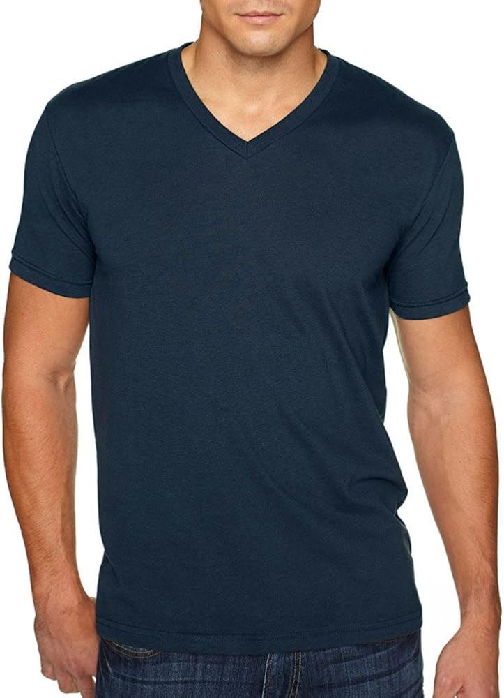 Next Level Men's Premium Fitted Sueded V, Midnight Nvy, Large