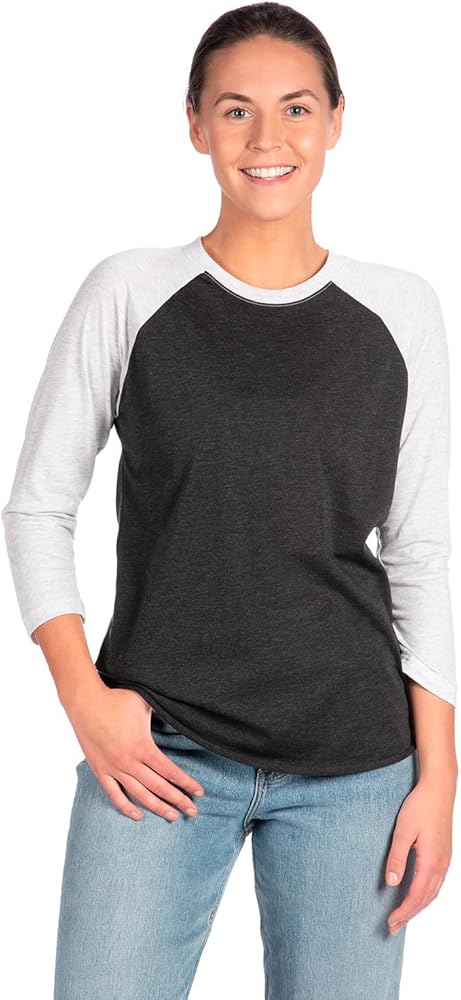 Next Level Unisex Triblend 3/4-Sleeve Raglan L HTH WHT/ VIN BLK