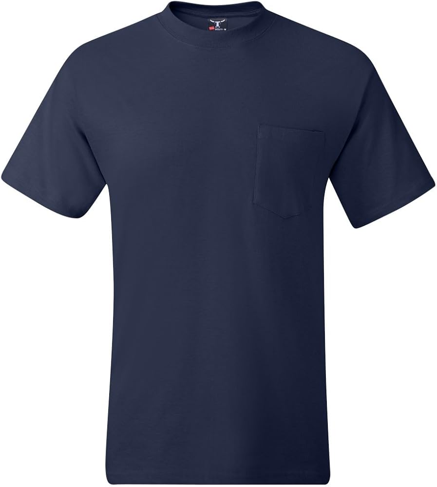 Hanes Beefy-T Adult Pocket T-Shirt_Navy_M