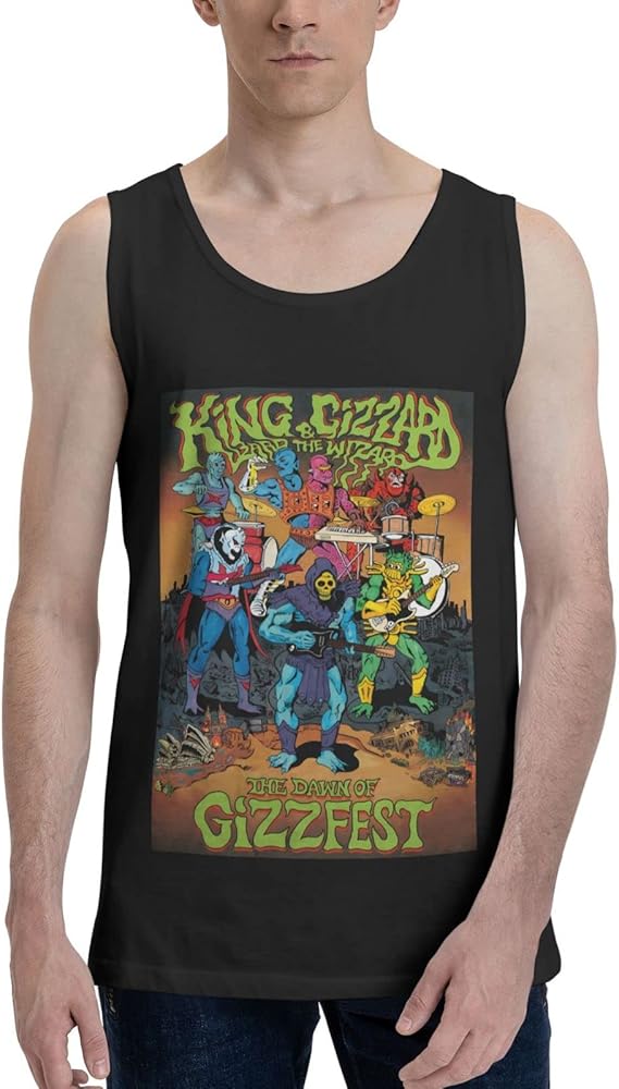 Rock Band Tank Top Shirt King Gizzard and Lizard Wizard Men's Summer Sleeveless T-Shirt Crew Neck Vest Black