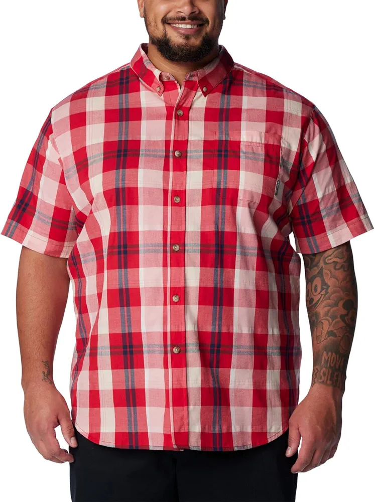 Columbia Men's Rapid Rivers II Short Sleeve Shirt, Mountain Red Multi Plaid, X-Large