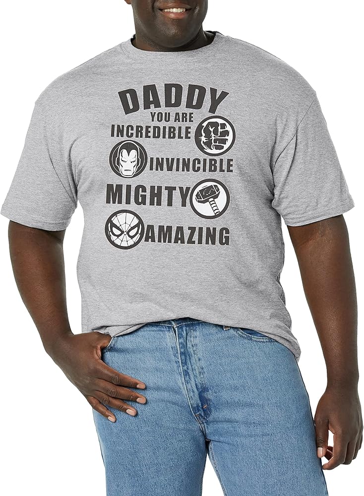 Marvel Big & Tall Classic Dad List Men's Tops Short Sleeve Tee Shirt