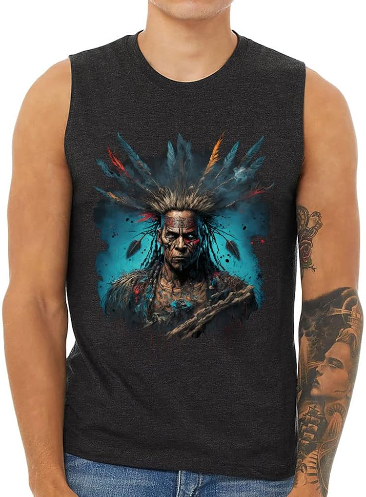 Shaman Print Men's Muscle Tank - Cool Men's Sleeveless T-Shirt - Graphic Tank