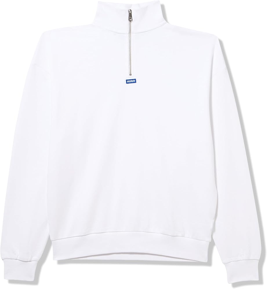 HUGO Men's Small Block Logo Cotton Quarter Zip Sweatshirt