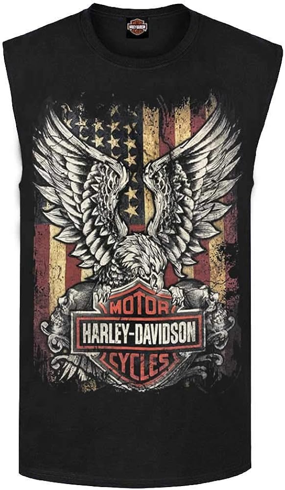 Harley-Davidson Men's Custom Freedom Sleeveless Crew Neck Muscle Shirt - Black