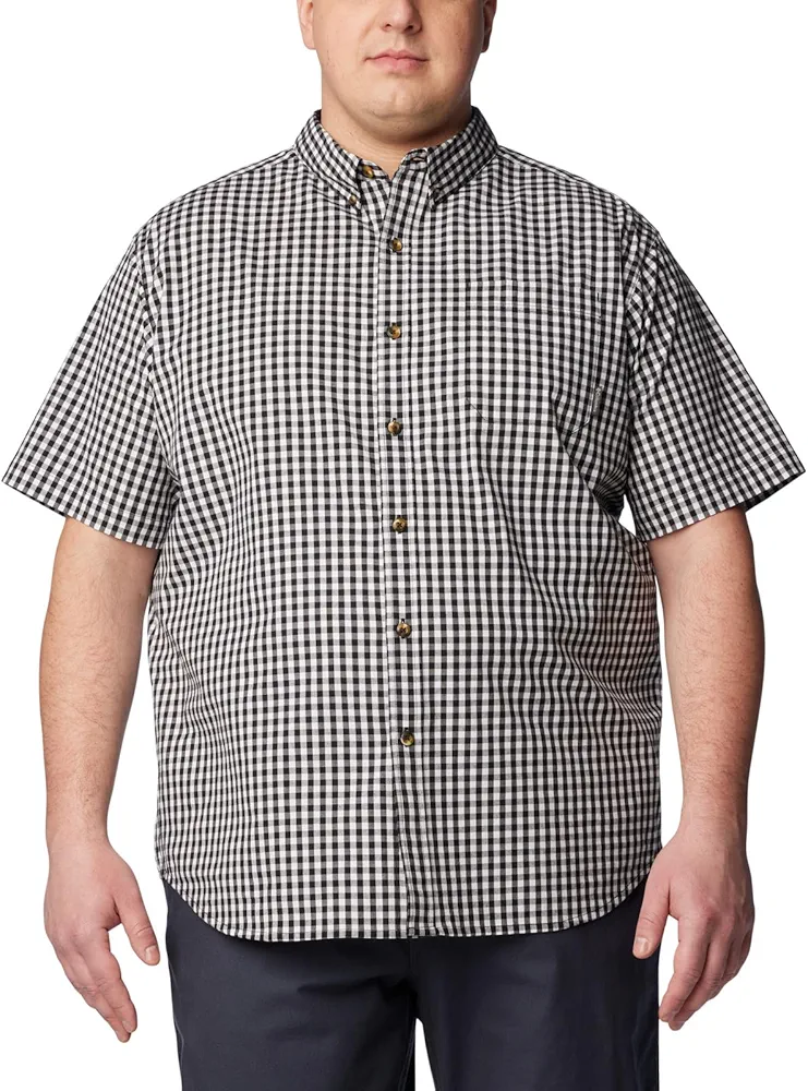 Columbia Men's Rapid Rivers II Short Sleeve Shirt, Black Gingham, Large