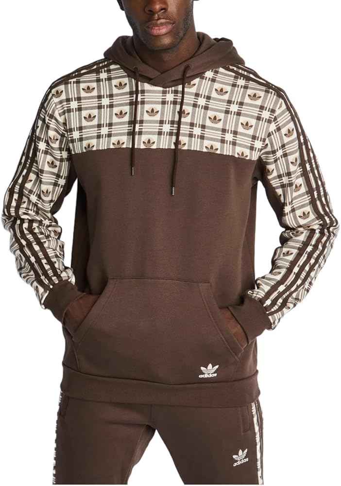 Adidas Mens Originals Random Trefoil Hoodie,Brown