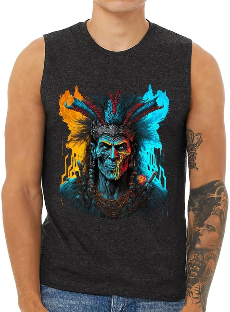 Shaman Paint Men's Muscle Tank - Colorful Men's Sleeveless T-Shirt - Art Tank