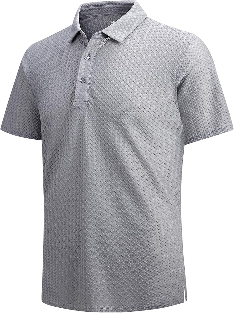 WARHORSEE Bubble Polo Shirts for Men Super Breathable Mens Golf Polo Shirts Jacquard Textured Golf Shirts Short Sleeve