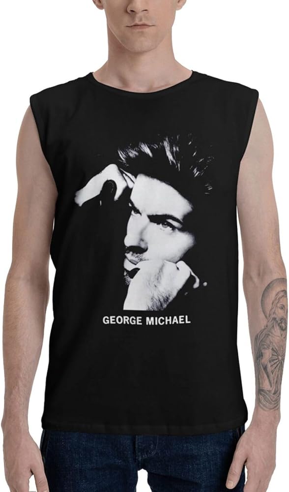 George Music Michael Singer Faith Sleeveless T Shirt Mens Casual Tee Cotton Round Neck Tank Tops Black