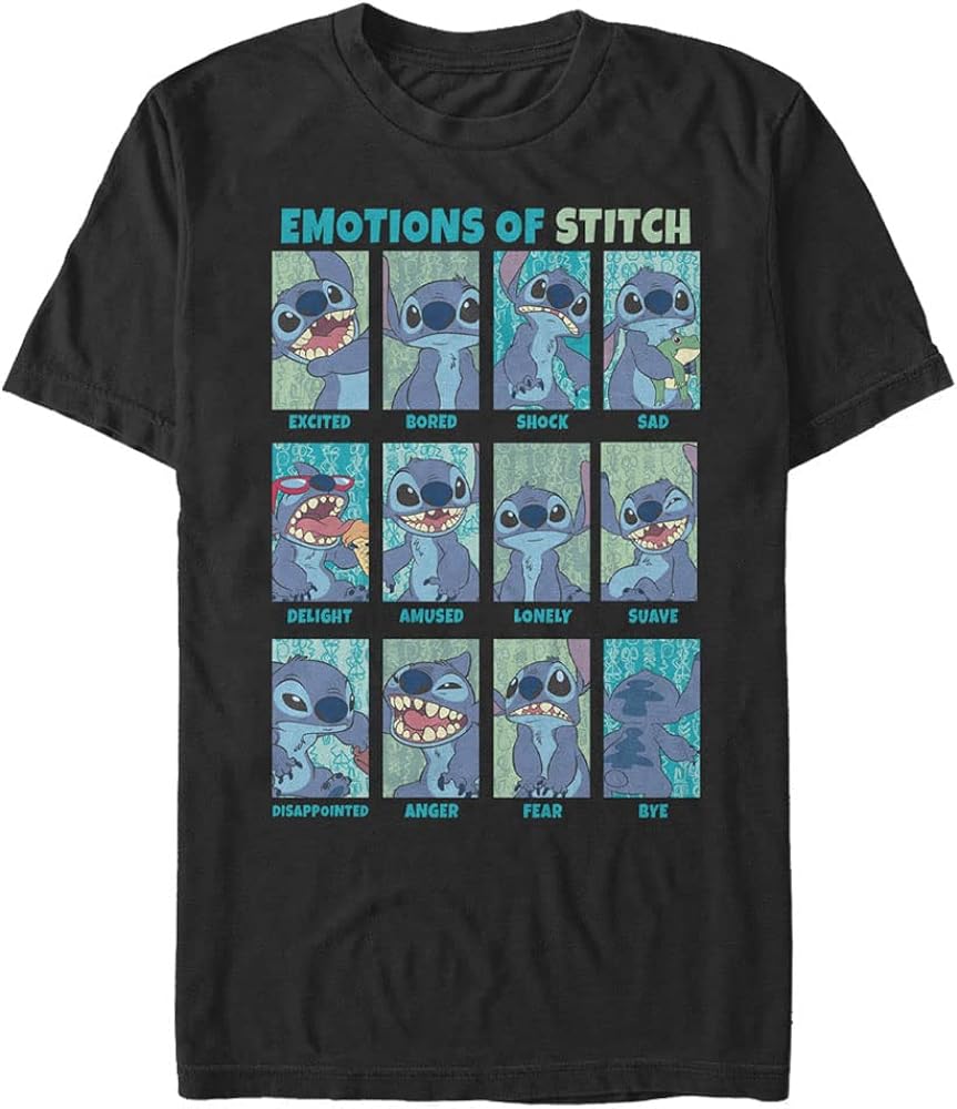 Disney Big & Tall Lilo Stitch Emotion Men's Tops Short Sleeve Tee Shirt