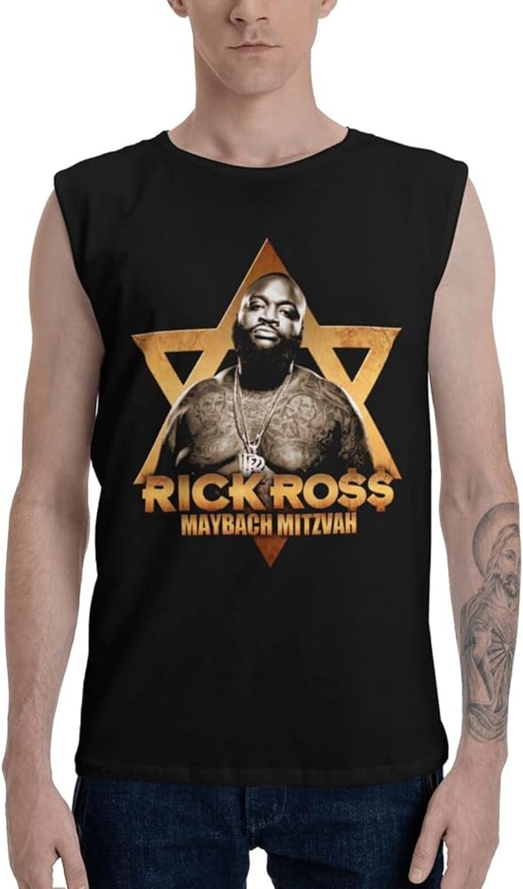 Rick Rapper Ross Singer Tank Tops Men's Casual Cotton Vest Summer Round Neckline Sleeveless Tshirt