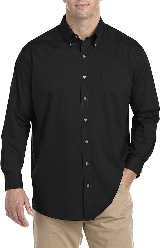 Harbor Bay by DXL Men's Big and Tall Easy-Care Solid Sport Shirt