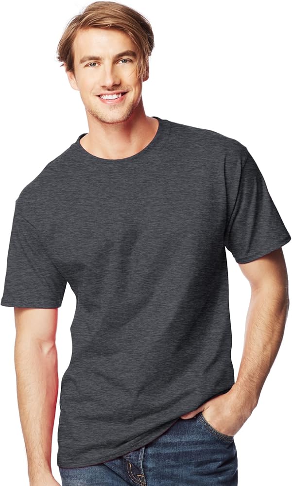 Hanes Men's Beefy-T Tall T-Shirt_Charcoal Heather_Xtra Tall