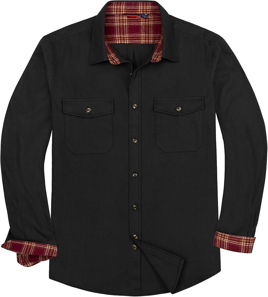 Alimens & Gentle Men's Flannel Shirt Button Down Regular Fit Long Sleeve Casual Shirts