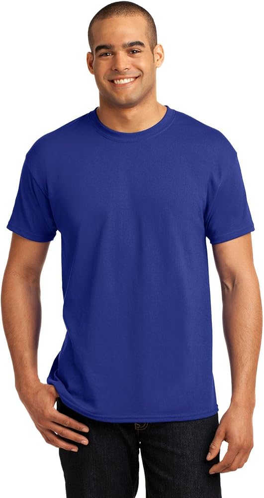 Hanes Mens ComfortBlend EcoSmart 50/50 Cotton/Poly T-Shirt, Large, Deep Royal