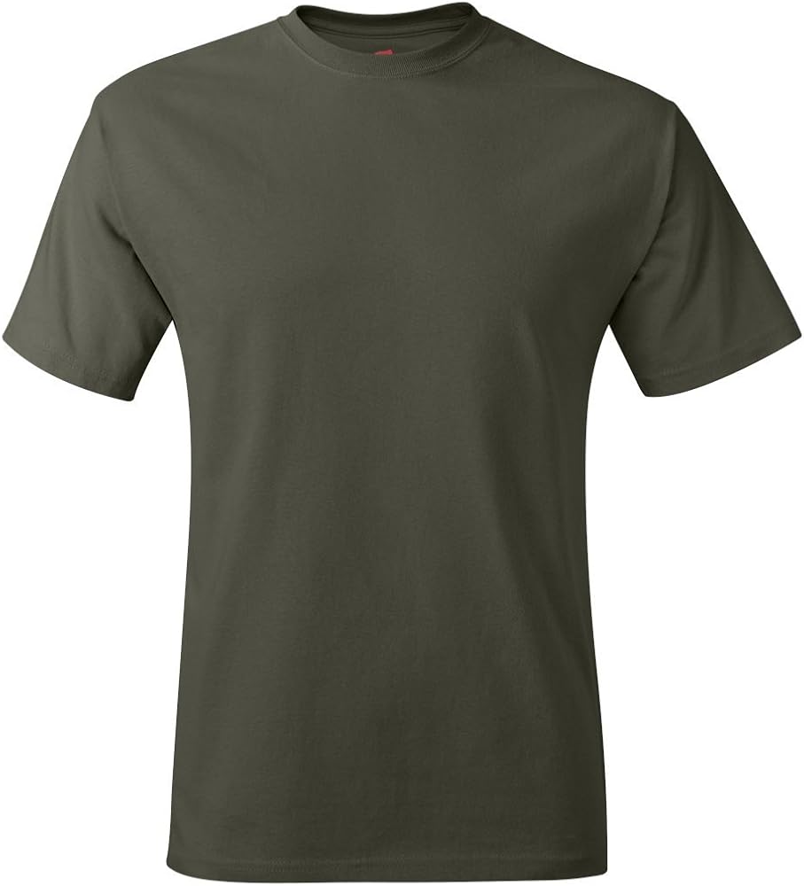 Hanes mens 6.1 oz. Tagless T-Shirt(5250T)-FATIGUE GREEN-S