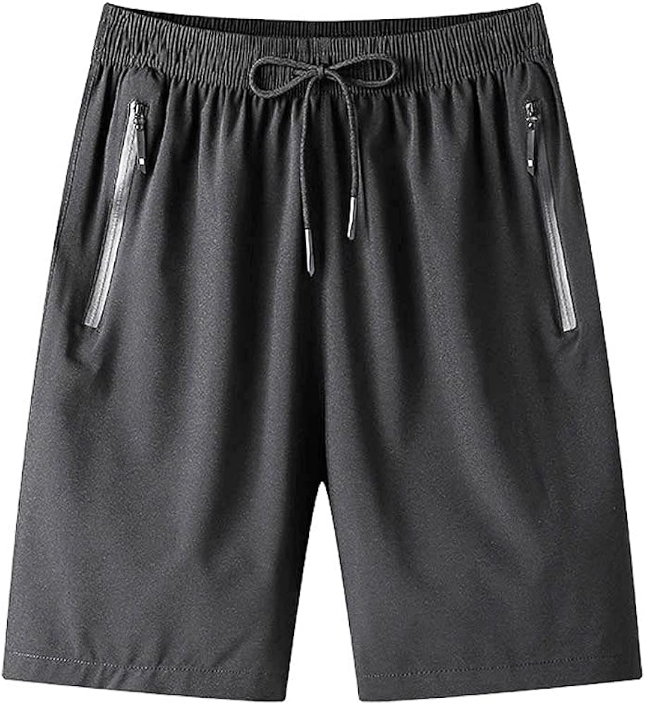 Men's Gym Workout Shorts Quick Dry Lightweight Athletic Training Running Hiking Jogger with Zipper Pockets