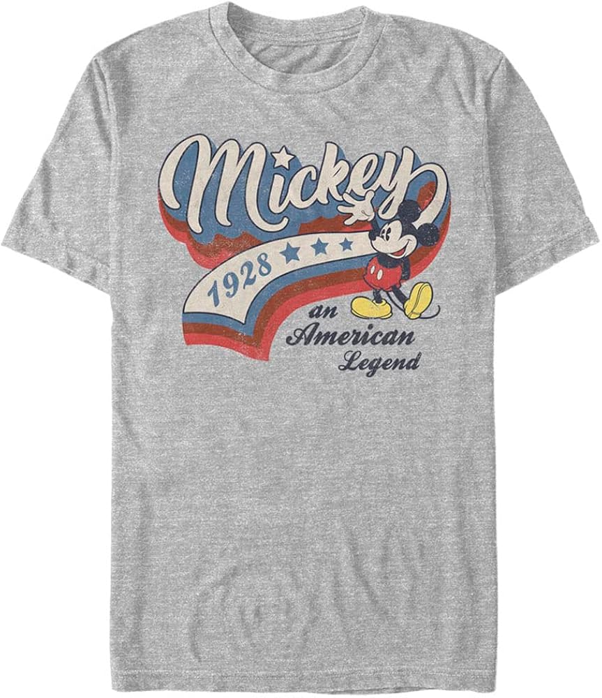 Disney Classic Mickey Baseball Americana Men's Tops Short Sleeve Tee Shirt