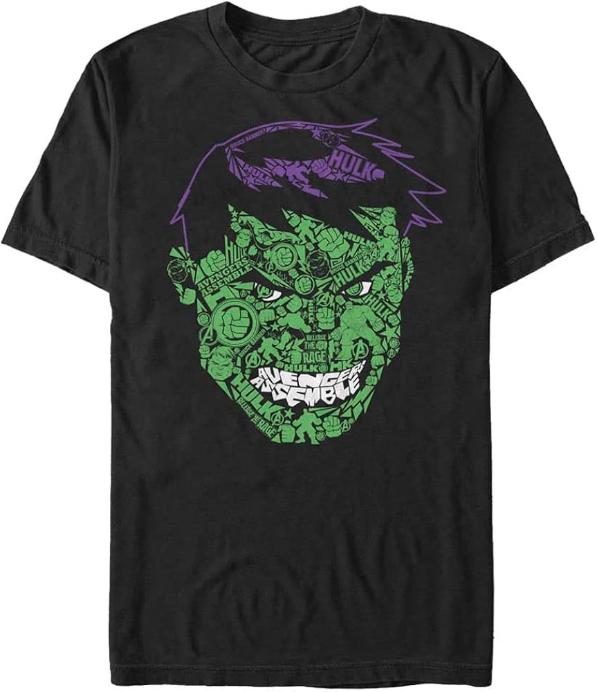 Marvel Big & Tall Classic Hulkface Icons Men's Tops Short Sleeve Tee Shirt, Black, 4X-Large