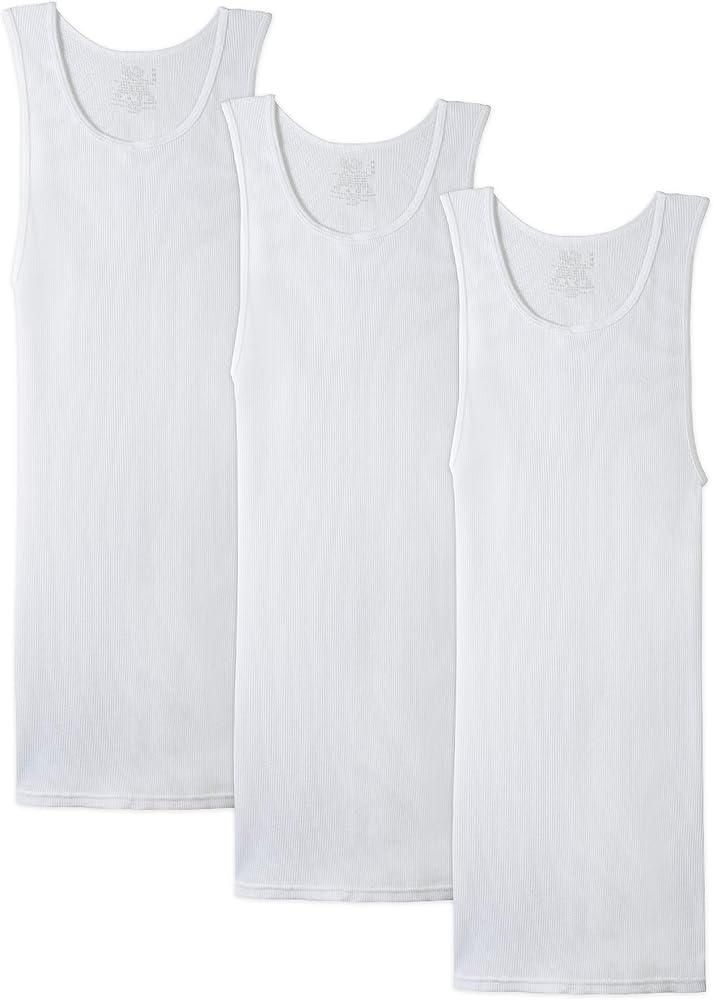 Fruit of the Loom Men's A-Shirt 3 Pack, White, Large(Pack of 3)