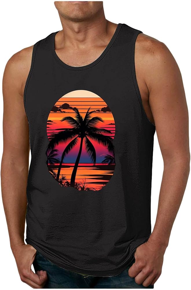 Casual Summer Mens Dress Tank Tops Stylish Beach Vacation Casual Holiday Comfy Sleeveless Party Tees Shirts Tanks