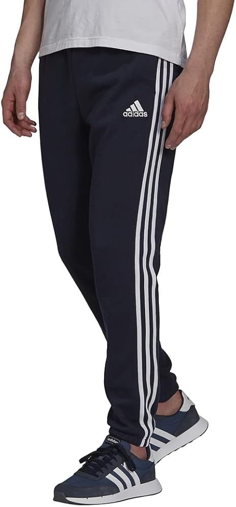 adidas Men's Essentials Fleece Tapered Elastic Cuff 3-Stripes Pants