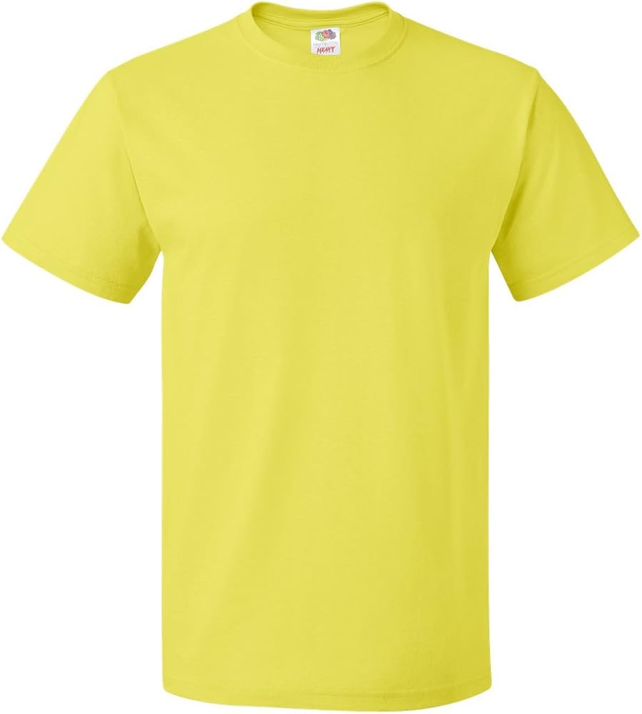 Fruit of the Loom mens 5 oz. 100% Heavy Cotton HD T-Shirt(3931)-NEON YELLOW-5XL-6PK