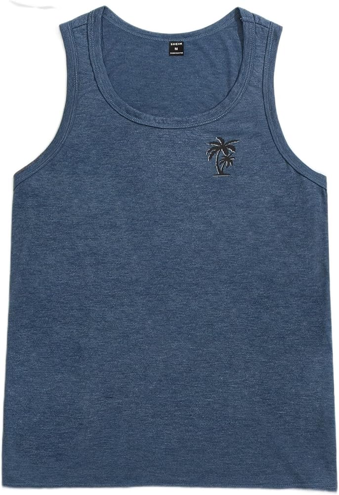 Men's T-Shirts Men Coconut Tree Tank Top T-Shirts for Men