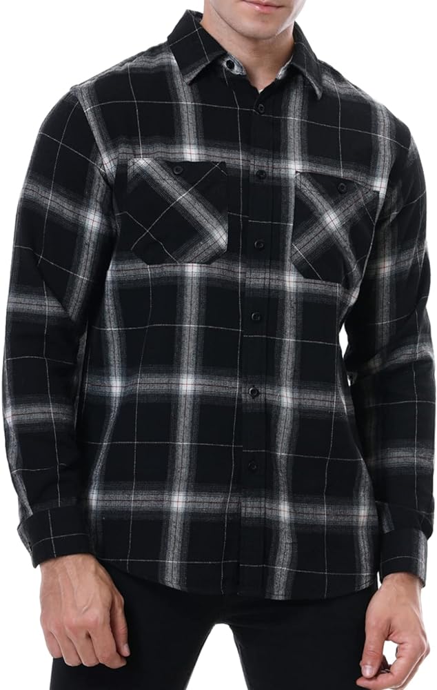 Men’s Flannel Shirts Long Sleeve Casual Button Down Flannel Plaid Shirts for Men Camp Hiking