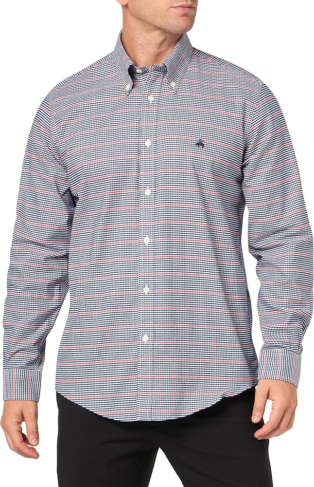 Brooks Brothers Men's Non-iron Stretch Oxford Long Sleeve Check Sport Shirt