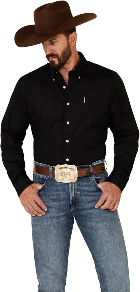 Cinch Men's Modern Fit Solid Navy Long Sleeve Button-Down Western Shirt - Mtw1347021