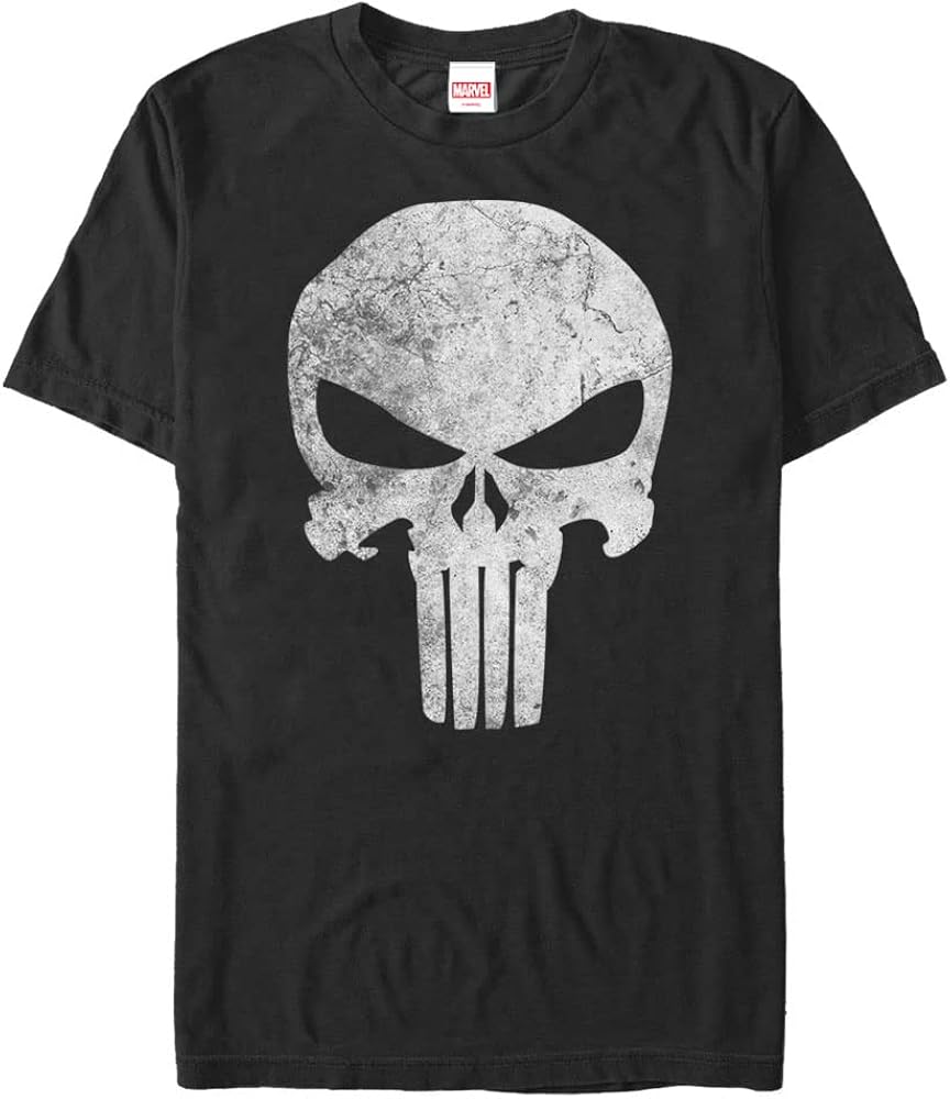 Marvel Big & Tall Classic Punisher Distresskull Men's Tops Short Sleeve Tee Shirt, Black, 3X-Large