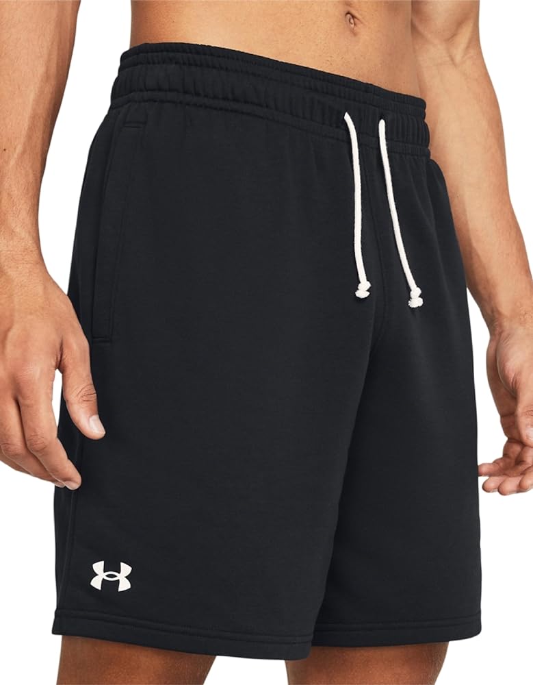 Under Armour Men's UA Rival Terry 8" Shorts 1383288 (US, Alpha, Large, Regular, Regular, Black 001)