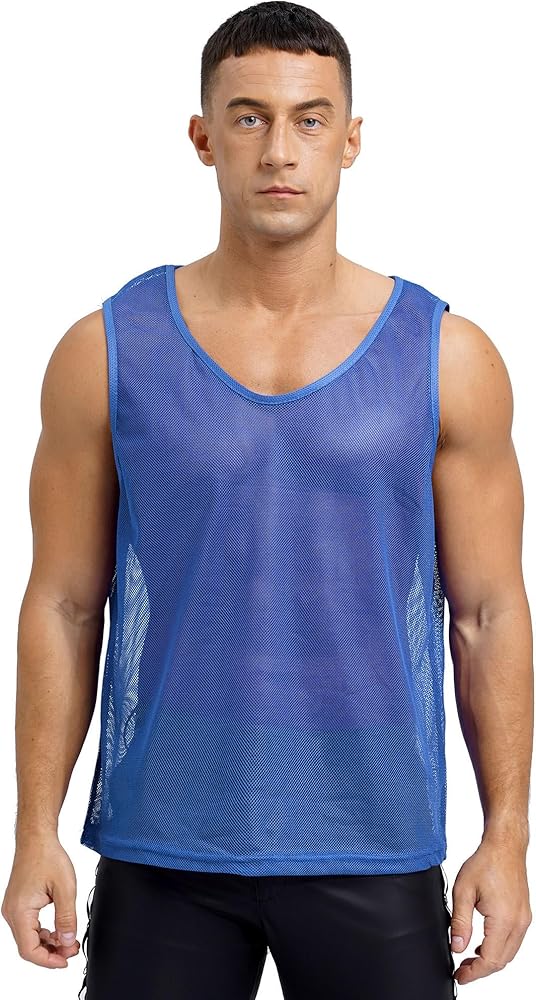 Mens Hollow Out Mesh Training Vest Crop Top Sleeveless See Through T-Shirt Night Club Tops Party Clubwear