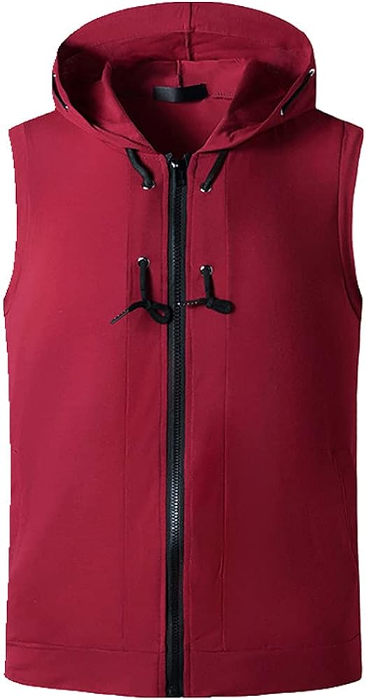 NP Summer Sports Sleeveless T-Shirt Men's Hooded Men's Hoodie Red