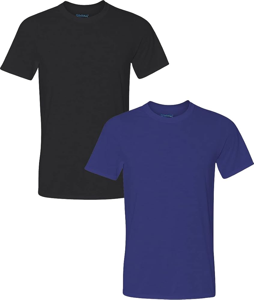 Gildan Men's Moisture Wicking Polyester Performance T-Shirt, 2-Pack Black/Purple