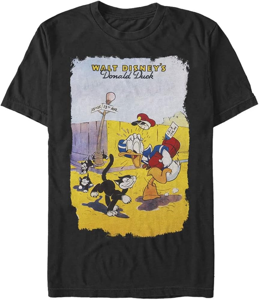 Disney Classic Mickey Unlucky Duck Men's Tops Short Sleeve Tee Shirt, Black, 3X-Large Big Tall