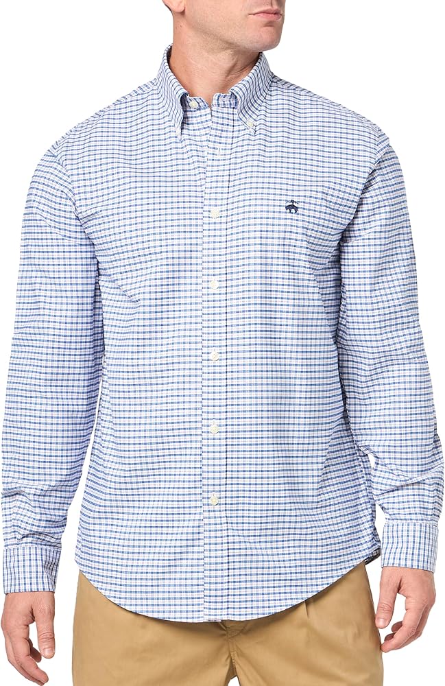 Brooks Brothers Men's Non-iron Stretch Oxford Long Sleeve Pattern Sport Shirt