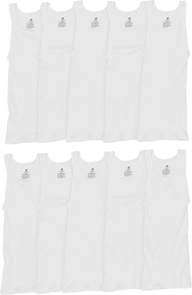 Hanes Men's 6 Pack A-Shirts Classic Tagless Tanks-White