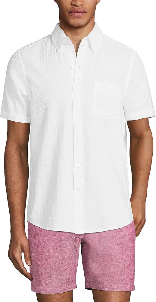 Lands' End Men's Short Sleeve Seersucker Shirt