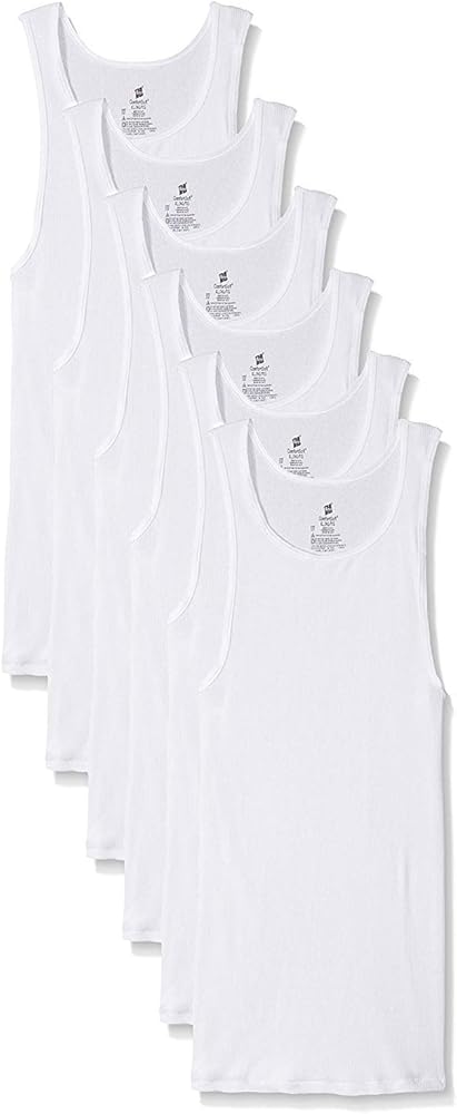 Hanes Men's FreshIQ TAGLESS ComfortSoft White Undershirt 6-Pack (White)