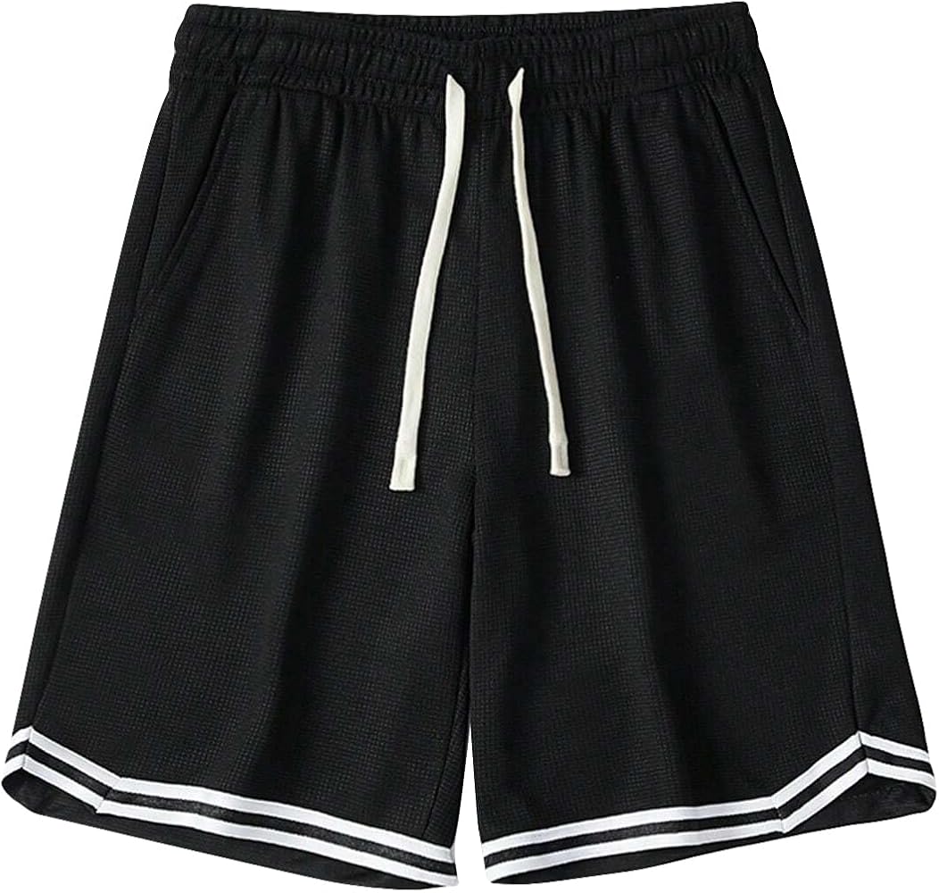 OYOANGLE Men's Graphic Drawstring Sport Shorts Athletic Gym Workout Shorts with Pocket