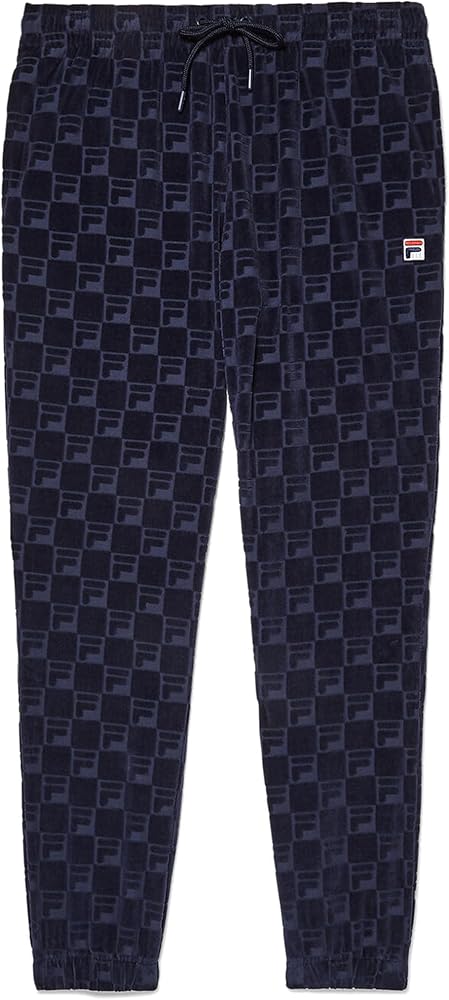 Fila Men's Jacquard Velour Track Pants, Navy, XX-Large