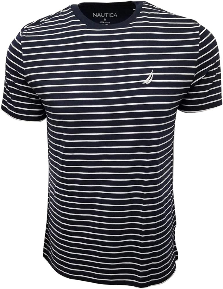 Nautica Men's Crewneck Striped T-Shirt (X-Large, Navy)