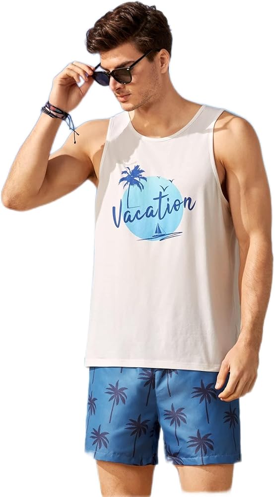 Men's T-Shirts Men Letter Graphic Tank Top T-Shirts for Men