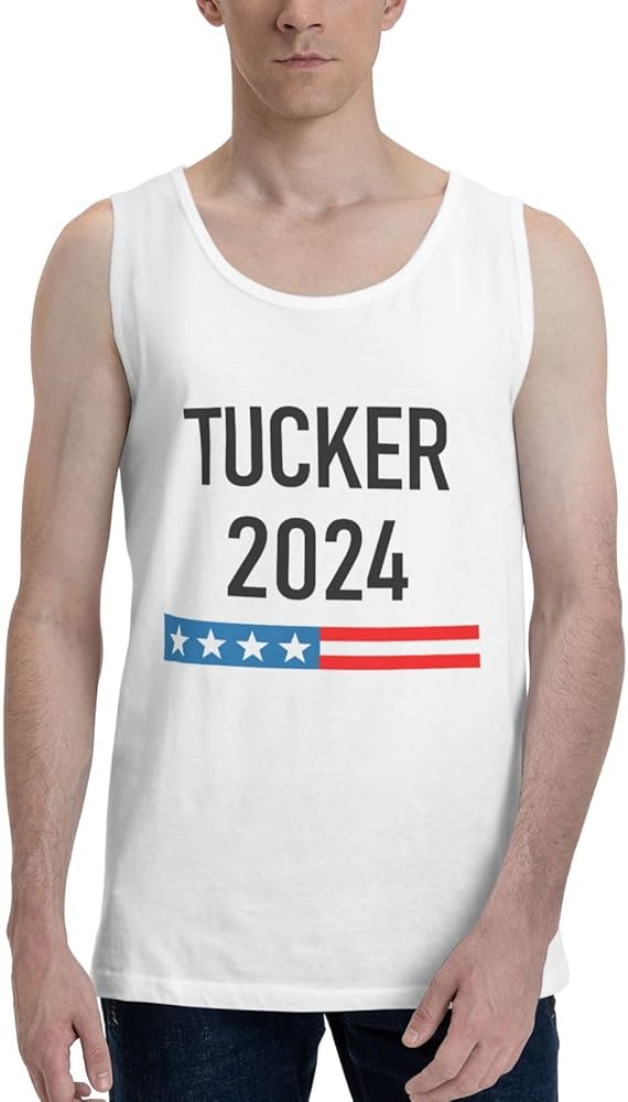 Tucker Carlson 2024 Men's Tank Top Shirt Cotton Tank Top Cool Bodybuilding T-Shirts